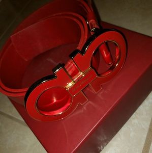 Red & Gold Salvatore Ferragamo Belt